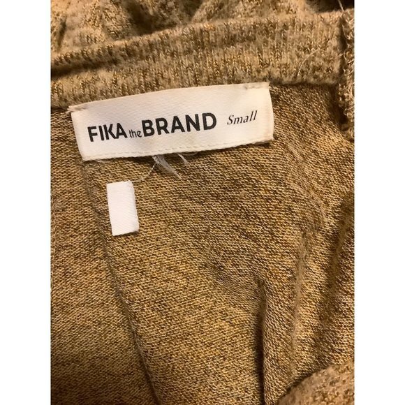 Fika the Brand Crop Womens Brown Fleece Soft Tie Top — Small - Picture 3 of 4